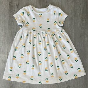 Hanna Andersson Floral Print Short Sleeve Dress 100% Organic Cotton Size 3